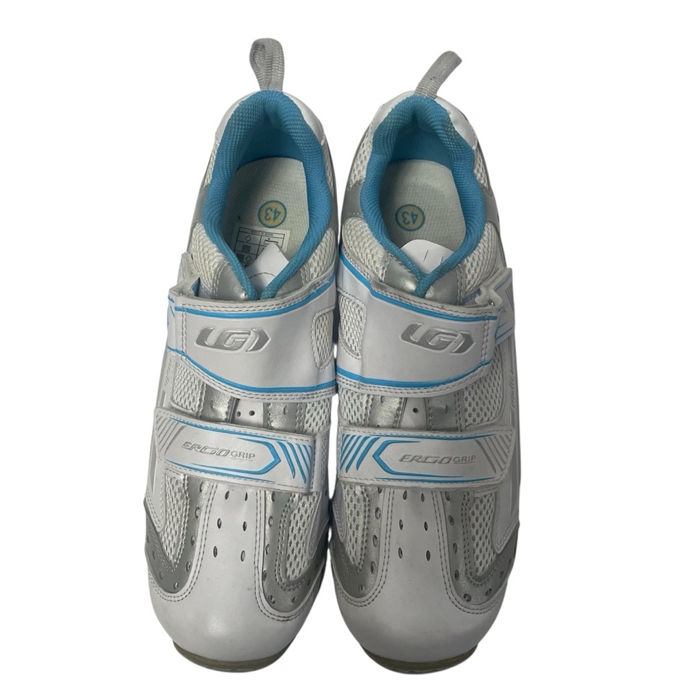 Women’s Louis Garneau White Gray Blue Cycling Shoes Size 11 Ergo Grip